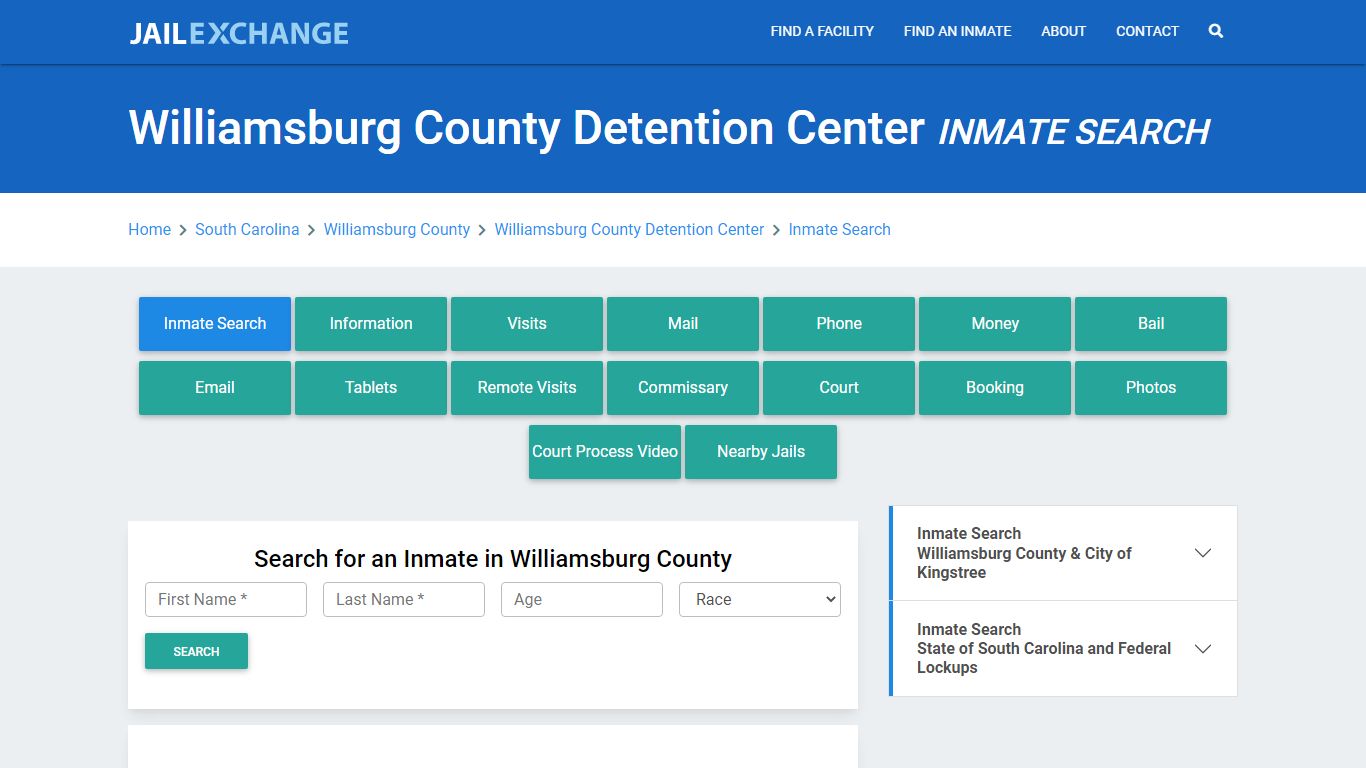 Williamsburg County Detention Center Inmate Search - Jail Exchange