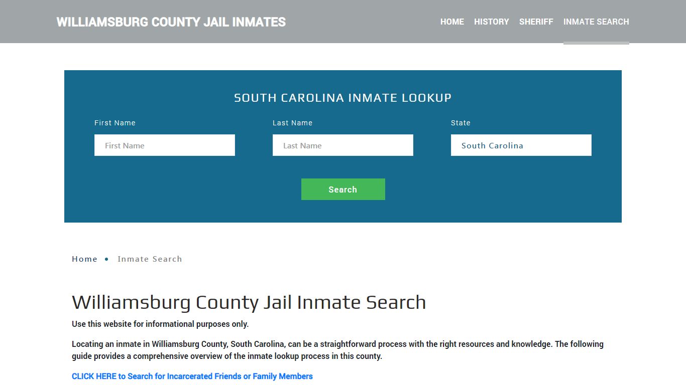 Williamsburg County, SC Detainee Lookup